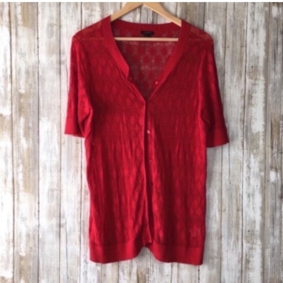 Talbots Sweaters - Talbots Red Lightweight Breezy Cardigan